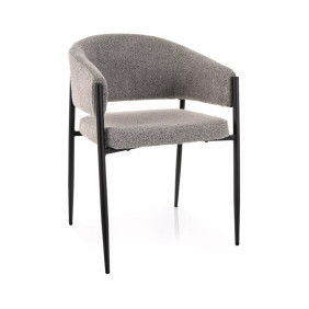 Стілець кухонний обідній м'який Akita Сіра тканина / Чорний каркас
