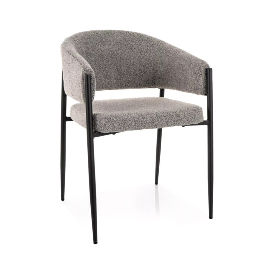 Стул кухонный обеденный мягкий Akita Серая ткань / Черный каркас 1