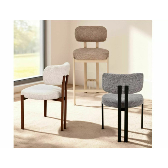 Стул кухонный обеденный мягкий Misaki Серая ткань / Черный каркас 6