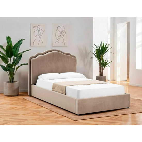 Кровать двухспальная мягкая Florencja Velvet 160×200 Темно-бежевая велюр Bluvel 14