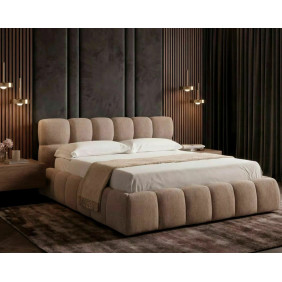 Кровать двухспальная мягкая Parma Raven 160×200 Темно-бежевая ткань