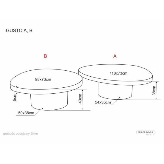 Стол журнальный кофейный Gusto A 118×73 см Коричневый / Медь 6