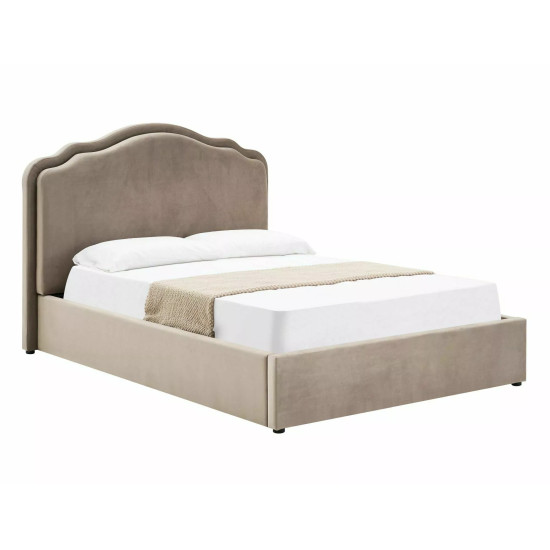 Кровать двухспальная мягкая Florencja Velvet 160×200 Темно-бежевая велюр Bluvel 9