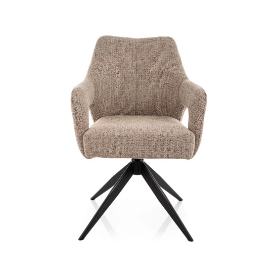 Стул кухонный обеденный мягкий Olsen Noelle Темно-бежевая ткань / Черный каркас 2