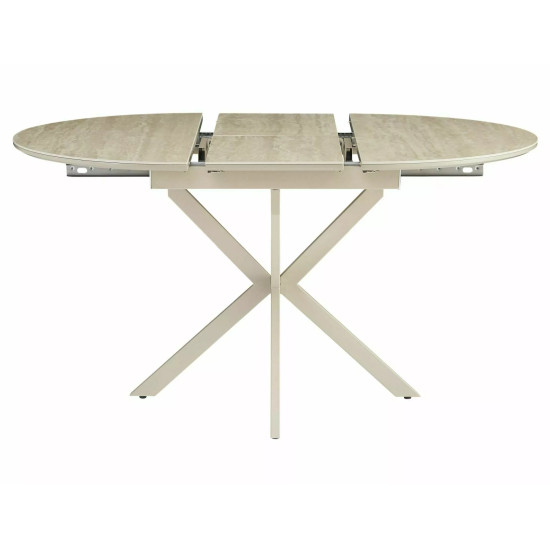 Стол обеденный раскладной кухонный Gaston Ceramic 100 (100–135)×100 см МДФ + керамика Беж / Кашемир каркас 3