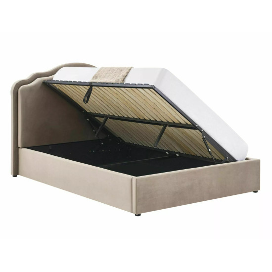 Кровать двухспальная мягкая Florencja Velvet 160×200 Темно-бежевая велюр Bluvel 10