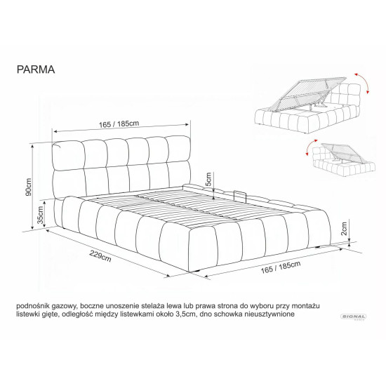Ліжко двоспальне м'яке Parma Raven 160×200 Темно-бежева тканина 16