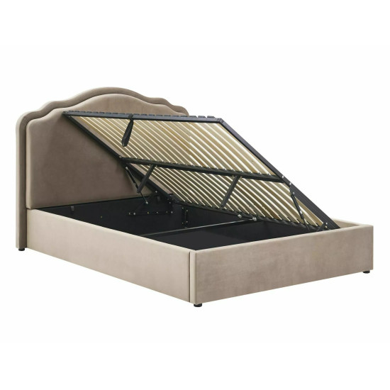 Кровать двухспальная мягкая Florencja Velvet 160×200 Темно-бежевая велюр Bluvel 12