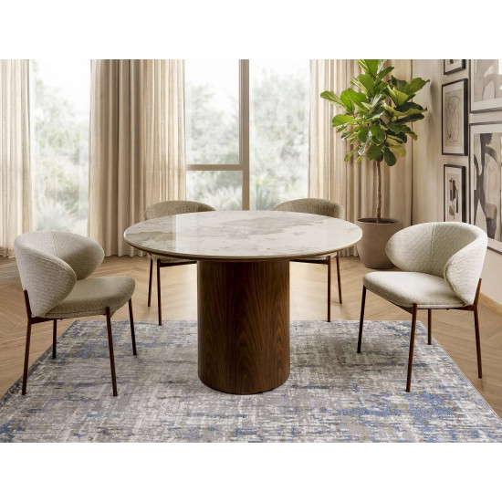 Стул кухонный обеденный мягкий Kioto D Светло-бежевая ткань / Орех каркас 4