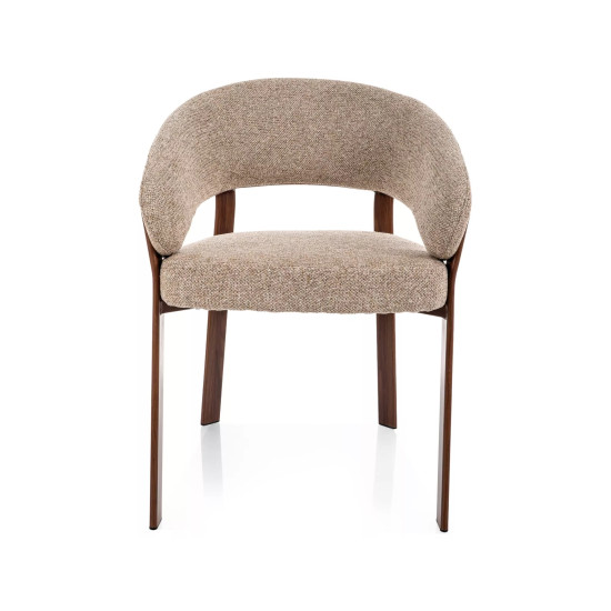 Стул кухонный обеденный мягкий Nagoja D Бежевая ткань / Орех каркас 2