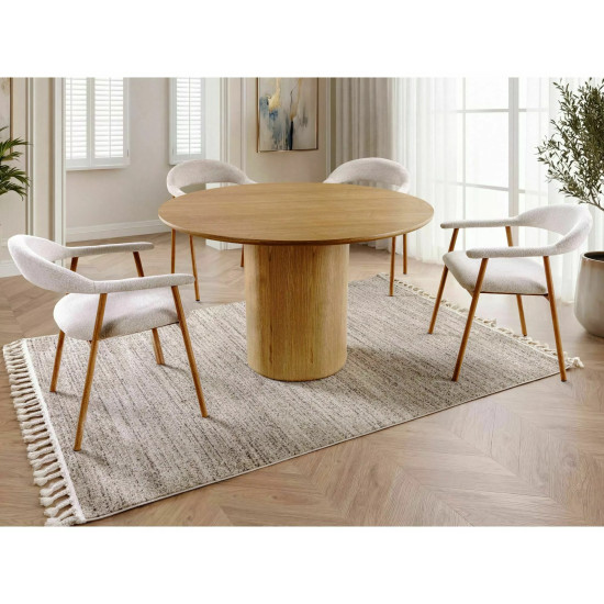 Стол обеденный кухонный Rondo ø120 см МДФ+шпон Дуб/Дуб каркас 2