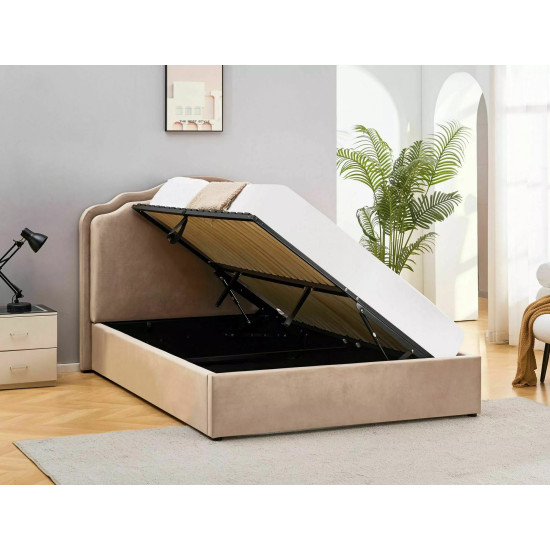 Кровать двухспальная мягкая Florencja Velvet 160×200 Темно-бежевая велюр Bluvel 2