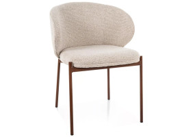 Стул кухонный обеденный мягкий Kioto D Светло-бежевая ткань / Орех каркас