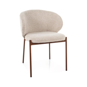 Стул кухонный обеденный мягкий Kioto D Светло-бежевая ткань / Орех каркас