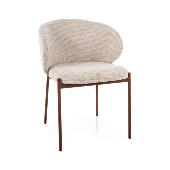 Стул кухонный обеденный мягкий Kioto D Светло-бежевая ткань / Орех каркас 1