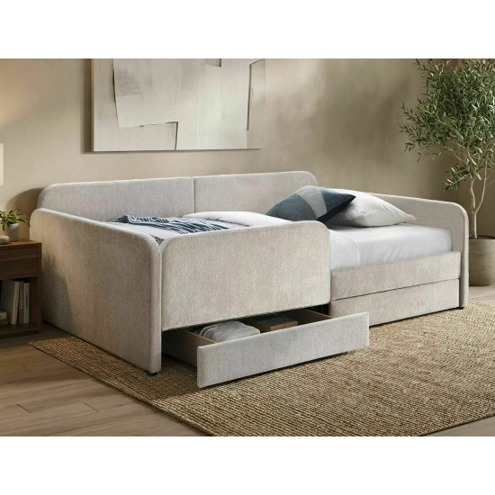 Кровать односпальная мягкая Amelia Raven 120×200 Бежевая ткань 3