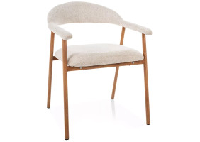 Стул кухонный обеденный мягкий Lagos D Raven Светло-бежевая ткань / Дуб каркас