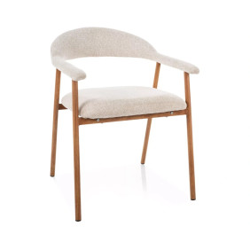 Стул кухонный обеденный мягкий Lagos D Raven Светло-бежевая ткань / Дуб каркас