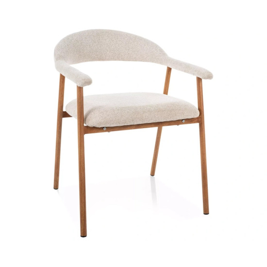 Стул кухонный обеденный мягкий Lagos D Raven Светло-бежевая ткань / Дуб каркас 1