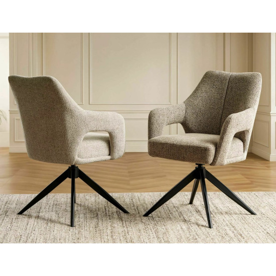 Стул кухонный обеденный мягкий Olsen Noelle Темно-бежевая ткань / Черный каркас 4