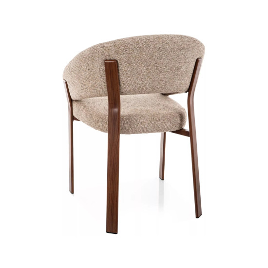 Стул кухонный обеденный мягкий Nagoja D Бежевая ткань / Орех каркас 3