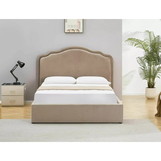 Кровать двухспальная мягкая Florencja Velvet 160×200 Темно-бежевая велюр Bluvel 7