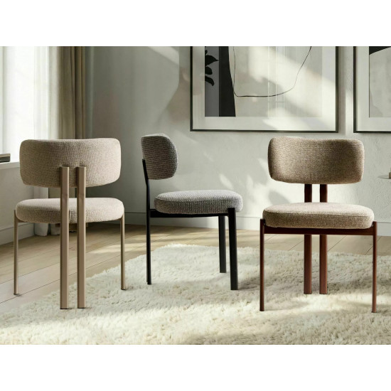 Стул кухонный обеденный мягкий Misaki Серая ткань / Черный каркас 4