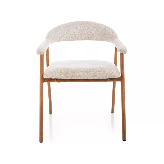 Стул кухонный обеденный мягкий Lagos D Raven Светло-бежевая ткань / Дуб каркас 2