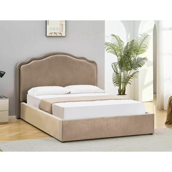 Кровать двухспальная мягкая Florencja Velvet 160×200 Темно-бежевая велюр Bluvel 6