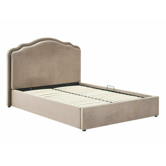 Кровать двухспальная мягкая Florencja Velvet 160×200 Темно-бежевая велюр Bluvel 11