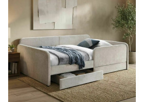 Кровать односпальная мягкая Amelia Raven 120×200 Бежевая ткань