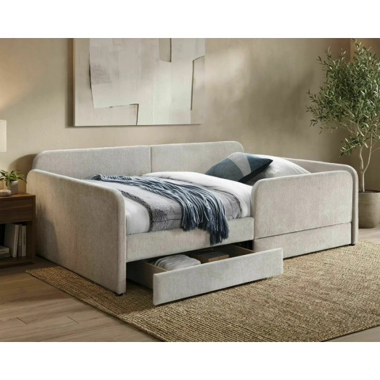 Кровать односпальная мягкая Amelia Raven 120×200 Бежевая ткань 1