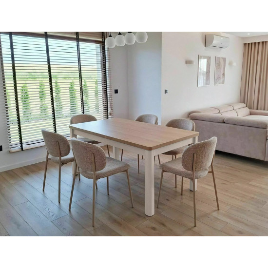 Стол обеденный раскладной кухонный Oskar (120–200)×80 см Ламинированная плита Дуб / Кашемир каркас 7