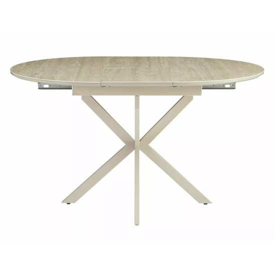 Стол обеденный раскладной кухонный Gaston Ceramic 100 (100–135)×100 см МДФ + керамика Беж / Кашемир каркас 4