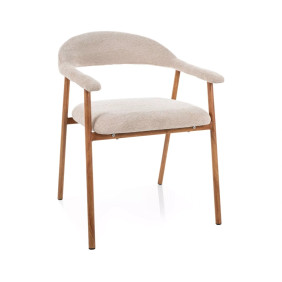 Стул кухонный обеденный мягкий Lagos D Raven Бежевая ткань / Дуб каркас