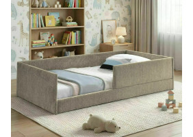 Кровать односпальная Leo Raven 90×180 Темно-бежевая ткань