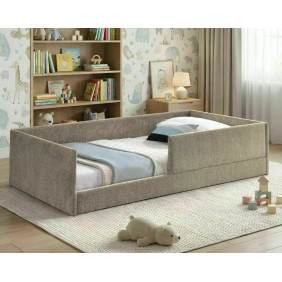 Кровать односпальная Leo Raven 90×180 Темно-бежевая ткань