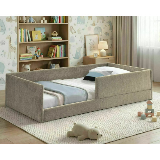 Кровать односпальная Leo Raven 90×180 Темно-бежевая ткань 1