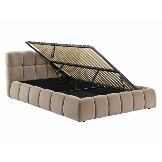 Кровать двухспальная мягкая Parma Velvet 140×200 Темно-бежевая велюр Bluvel 8