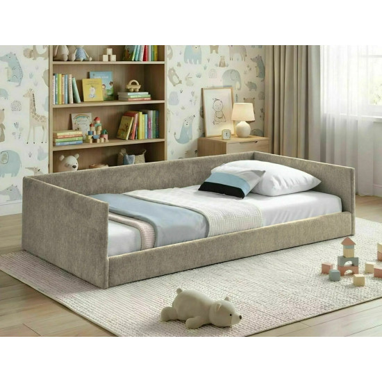 Кровать односпальная Leo Raven 90×180 Темно-бежевая ткань 2