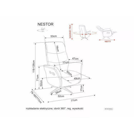 Кресло реклайнер электрическое Nestor Raven Капучино ткань / Черный каркас 9
