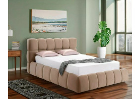 Кровать двухспальная мягкая Parma Velvet 140×200 Темно-бежевая велюр Bluvel