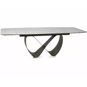 Стол обеденный кухонный раскладной Infinity Ceramic (160–240)×95 см Керамика Беж / Медный каркас