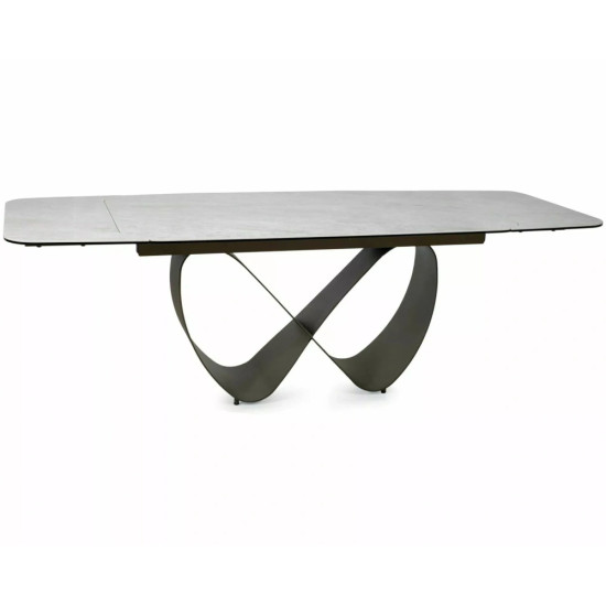 Стол обеденный кухонный раскладной Infinity Ceramic (160–240)×95 см Керамика Беж / Медный каркас 1