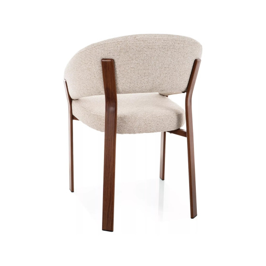 Стул кухонный обеденный мягкий Nagoja D Светло-бежевая ткань / Орех каркас 3