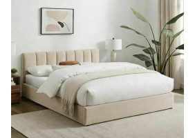 Кровать двухспальная мягкая Montreal Raven 140×200 Бежевая ткань