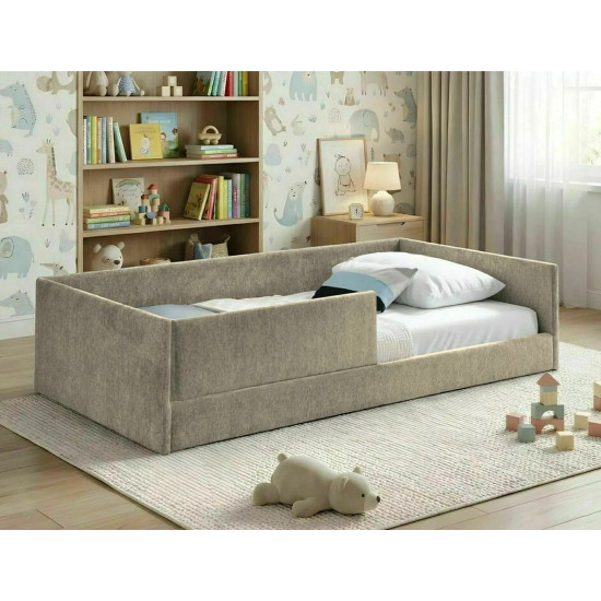 Кровать односпальная Leo Raven 90×180 Темно-бежевая ткань 3