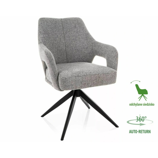 Стул кухонный обеденный мягкий Olsen Noelle Серая ткань / Черный каркас 1