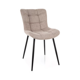 Стул кухонный обеденный мягкий Julia Brego Светло-бежевая ткань / Черный каркас