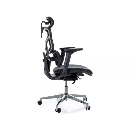 Крісло офісне комп'ютерне поворотне Eq-1 Чорна сітка / Хром каркас 5
